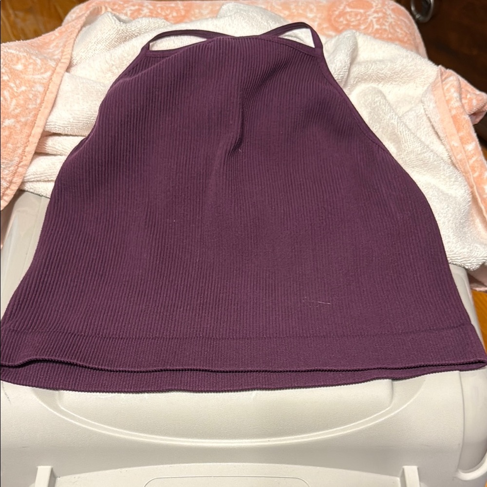 Zenana Purple Ribbed Halter Top - Picture 1 of 3